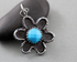 Sterling Silver Turquoise Flower Pendant,  (SP-5229)
